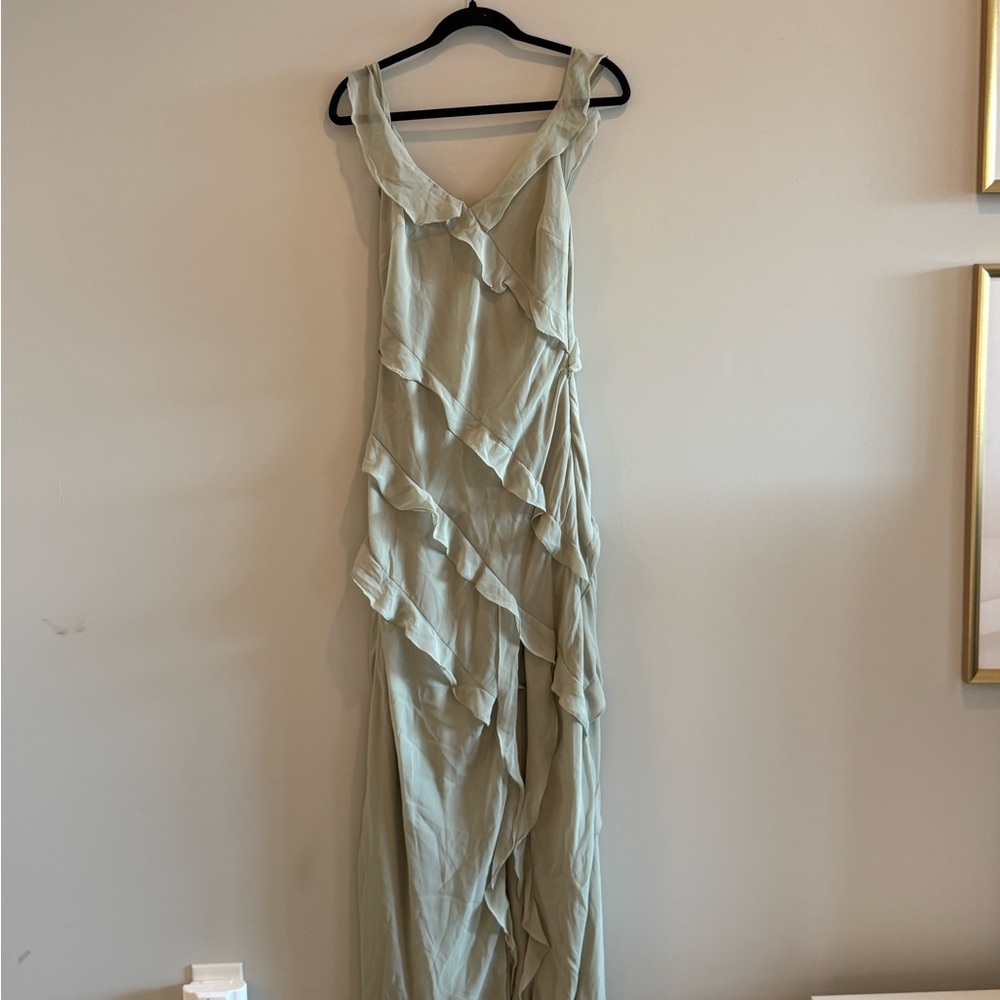 Lulu's Elara Light Sage Ruffled Maxi Dress - Picture 5 of 7